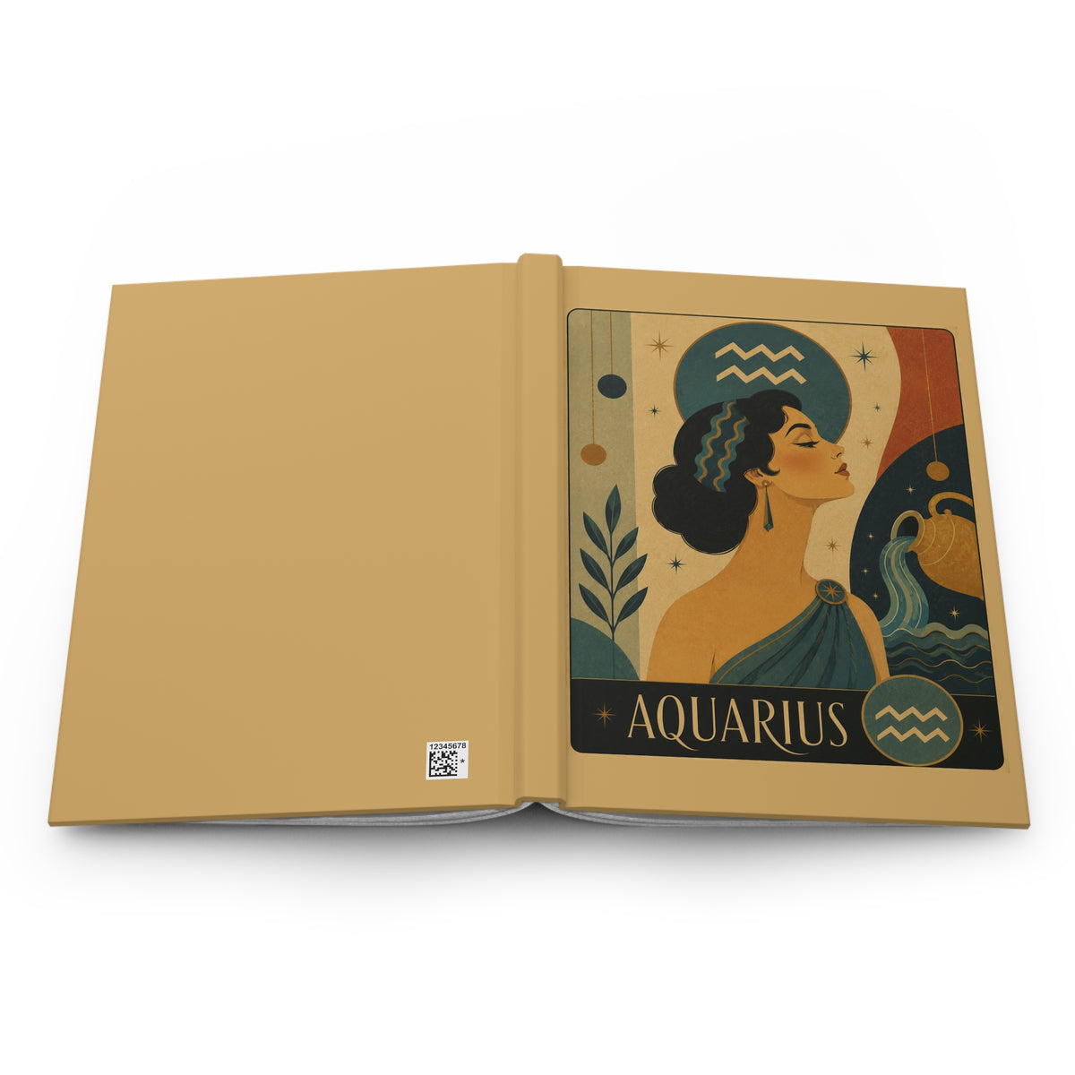 Journal Notebook, Hardcover Lined - Retro Aquarius Zodiac