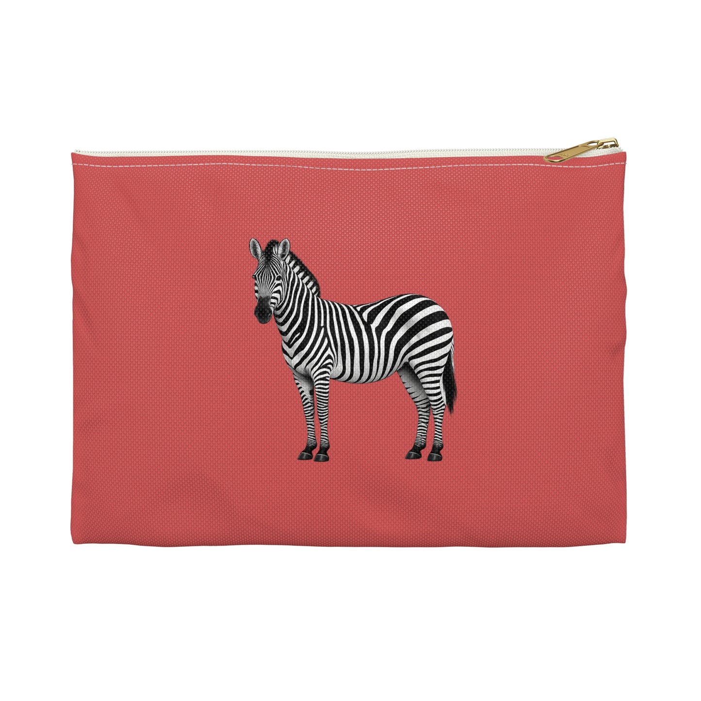Zebra Dark Coral Accessory Pouch