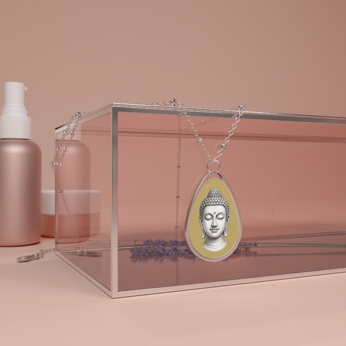 Pendant Necklace, Oval - Buddha Head