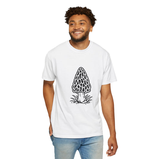 T-Shirt, Short Sleeve Boxy Crew Neck - Hand-Drawn Forager Morel Mushroom