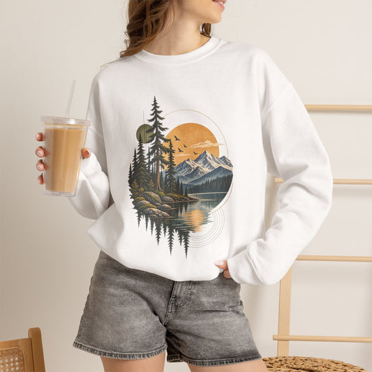 Sweatshirt, Crew Neck - Mountain Lake Sunset
