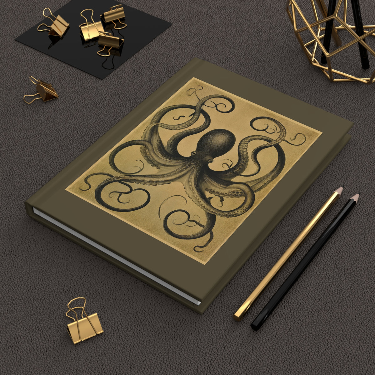 Journal Notebook, Hardcover Lined - Vintage Octopus