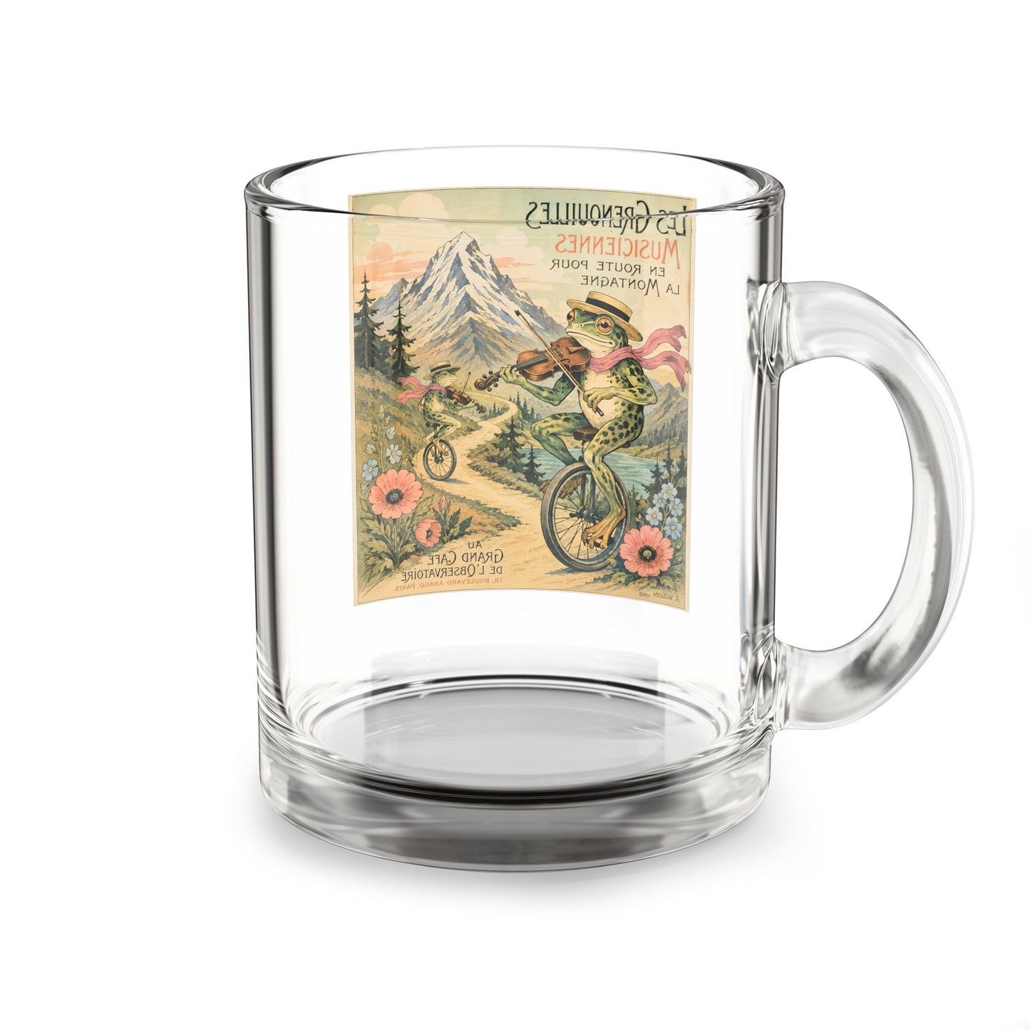Frogs on Unicycles Glass Mug | 10oz