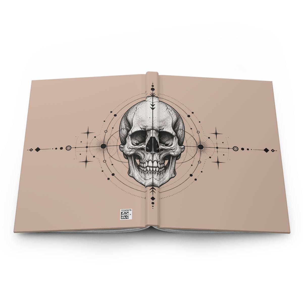 Journal Notebook, Hardcover Lined - Geometric Skull (matte beige)