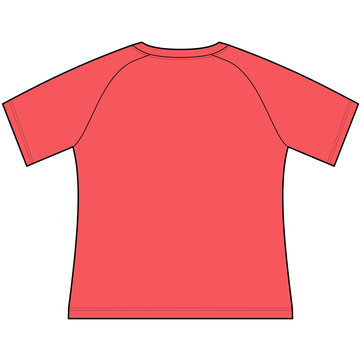 T-Shirt, Short Sleeve Boxy Crew Neck Cropped - Coral Reef