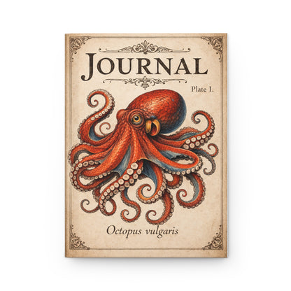 Journal Notebook, Hardcover Lined - Vintage Octopus