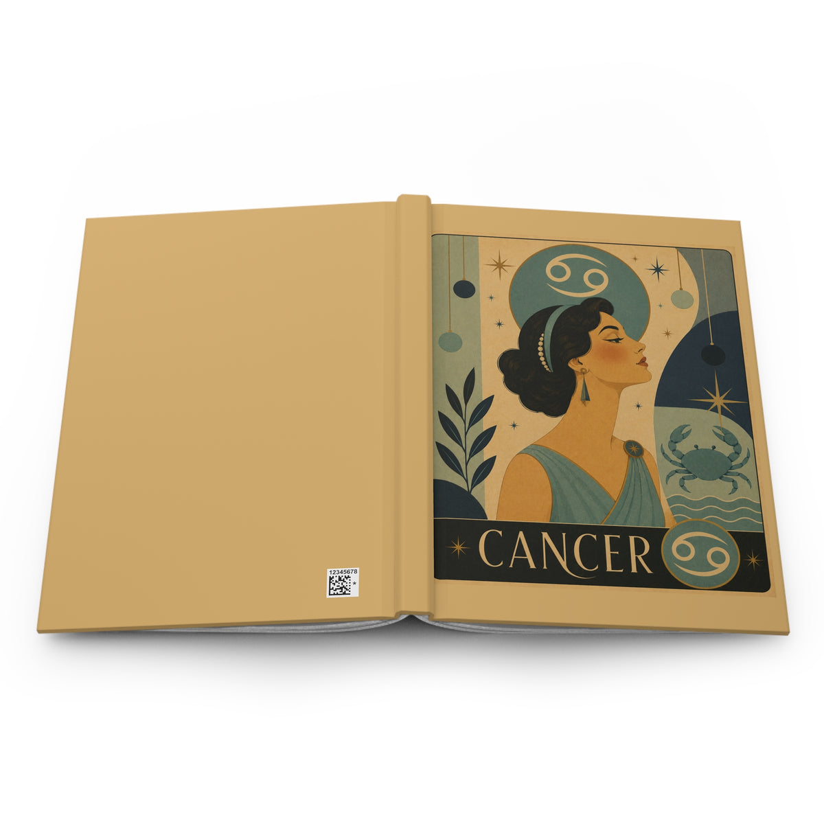 Journal Notebook, Hardcover Lined - Retro Cancer Zodiac