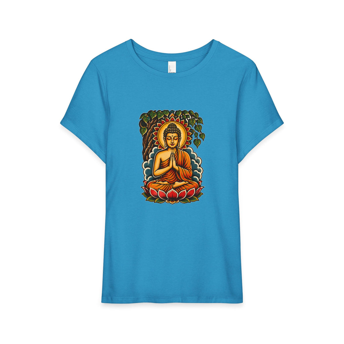 T-Shirt, Short Sleeve Boxy Crew Neck - Buddha & Lotus