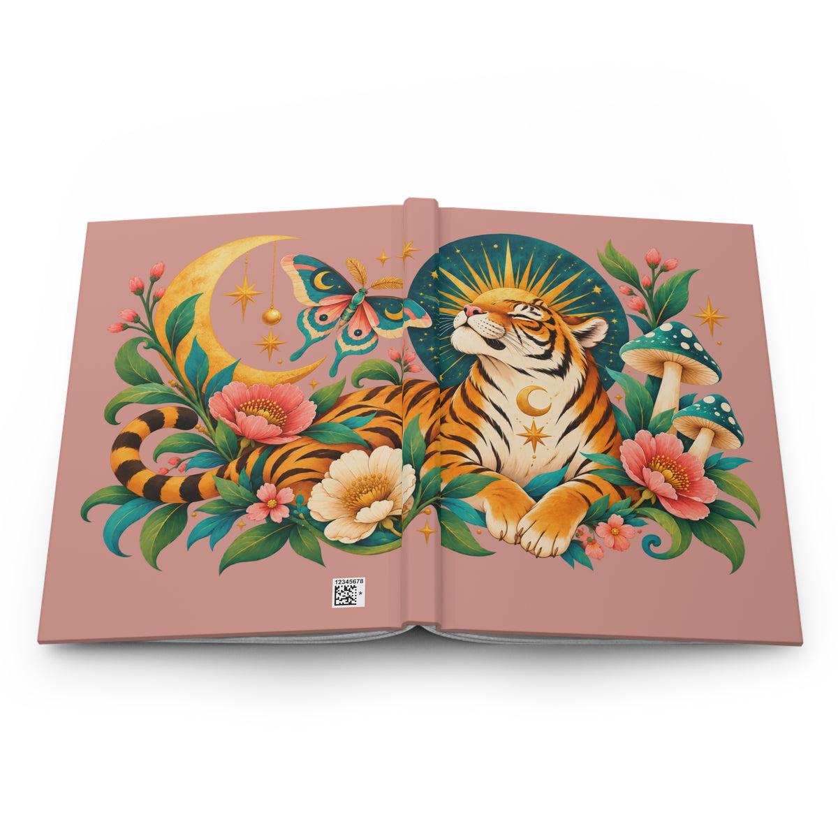 Journal Notebook, Lined Hardcover - Mystical Tiger Moon