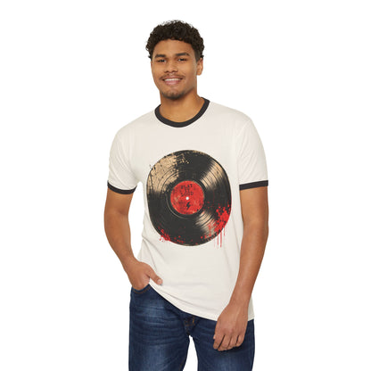 T-Shirt, Ringer - Vintage Bloody Vinyl Record