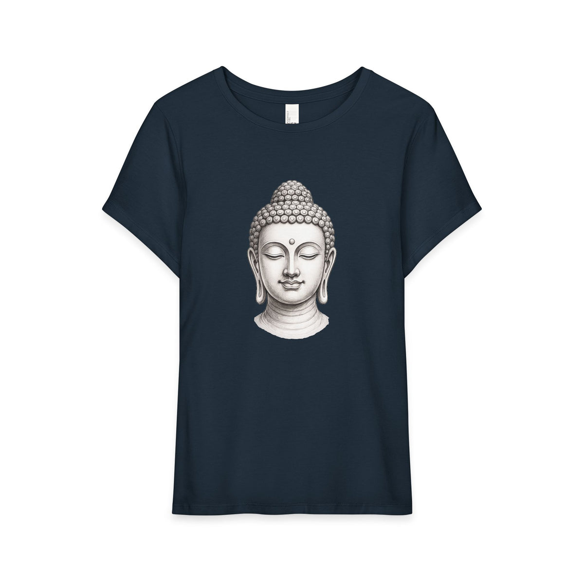 T-Shirt, Short Sleeve Wide Neck Relaxed Fit - Buddha Head