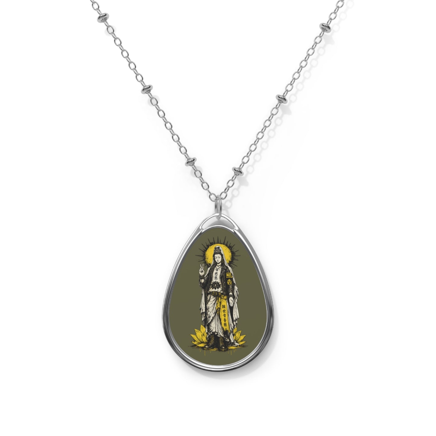 Quan Yin - Punk Compassion Necklace Tear Drop Pendant