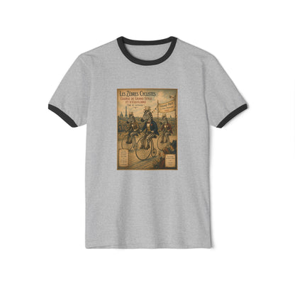 Zebras on Penny-Farthings Cotton Ringer T-Shirt