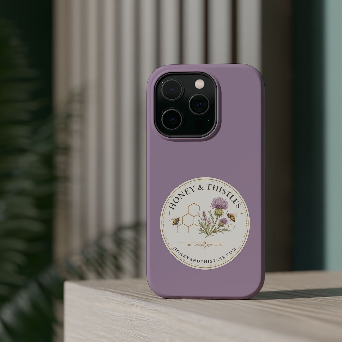 Floral Honey & Thistles Magnetic Phone Case — Impact-Resistant MagSafe-Compatible