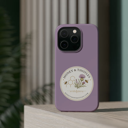 Floral Honey & Thistles Magnetic Phone Case — Impact-Resistant MagSafe-Compatible