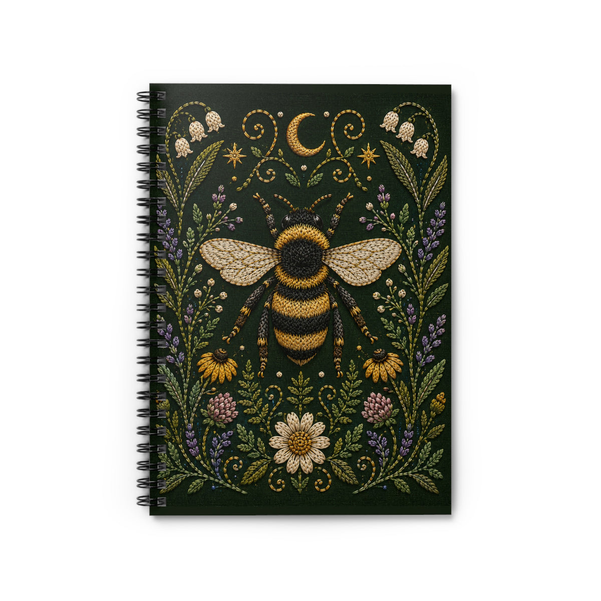 Journal Notebook, Spiral Bound Lined - Bee & Wildflowers