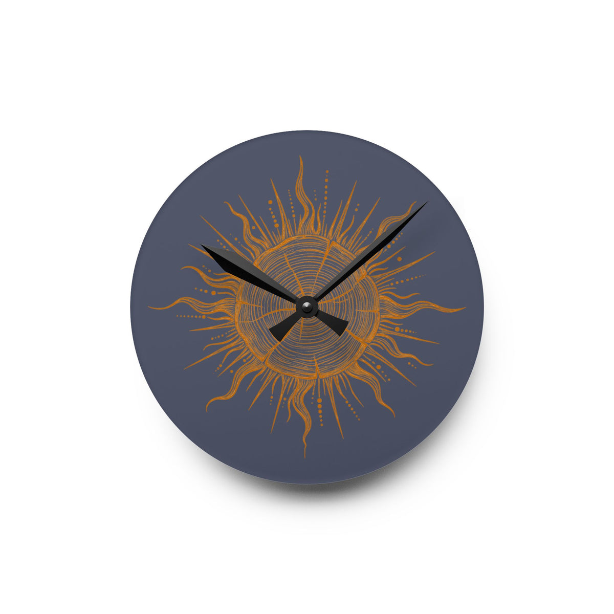 Clock , Wall Acrylic- Golden Boho Sunburst Tree Trunk