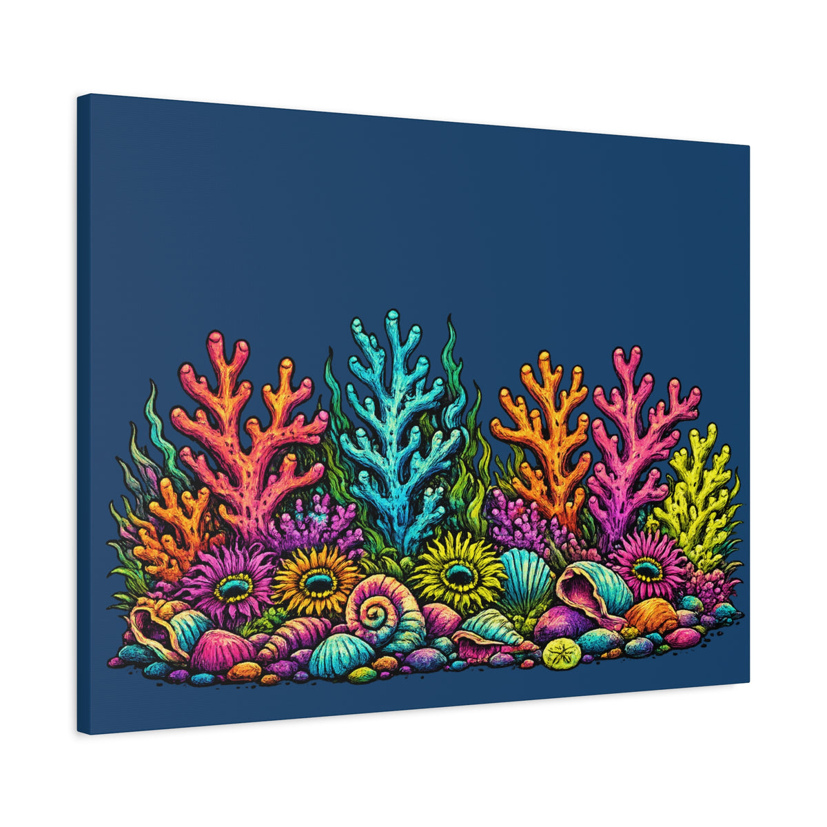 Canvass Art Print - Coral Reef (navy blue)