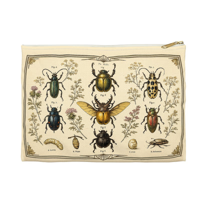 Pouch/Accessory Bag - Vintage Entomology Botanical Beetles