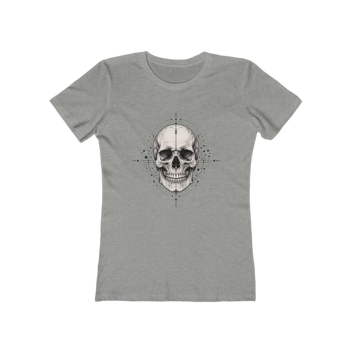 T-Shirt, Short Sleeve Boxy Crew Neck - Geometric Skull
