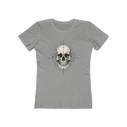 T-Shirt, Short Sleeve Boxy Crew Neck - Geometric Skull
