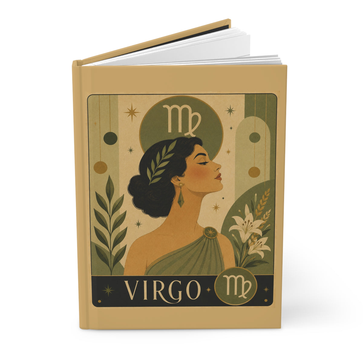 Journal Notebook, Hardcover Lined - Retro Virgo Zodiac