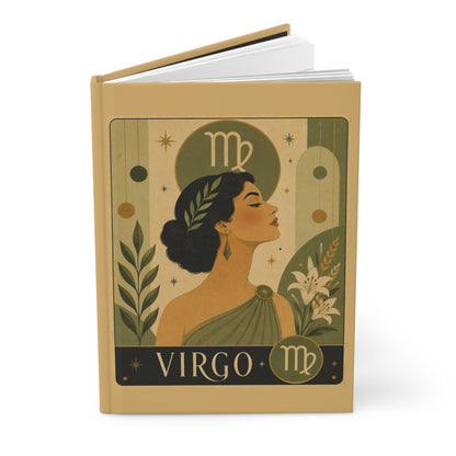 Journal Notebook, Hardcover Lined - Retro Virgo Zodiac