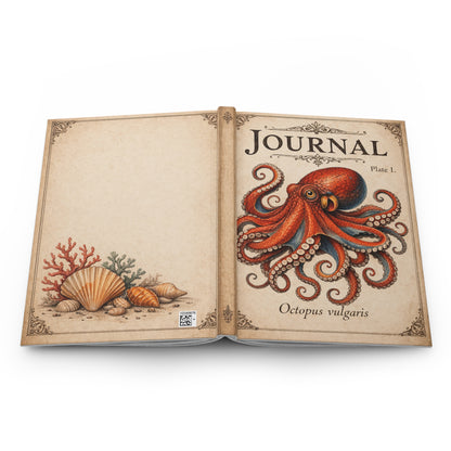 Journal Notebook, Hardcover Lined - Vintage Octopus