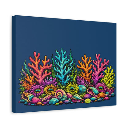 Canvass Art Print - Coral Reef (navy blue)