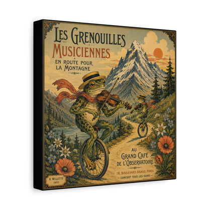 Vintage Frog Musicians Canvas Art – 'Les Grenouilles Musiciennes' Stretched Matte Print