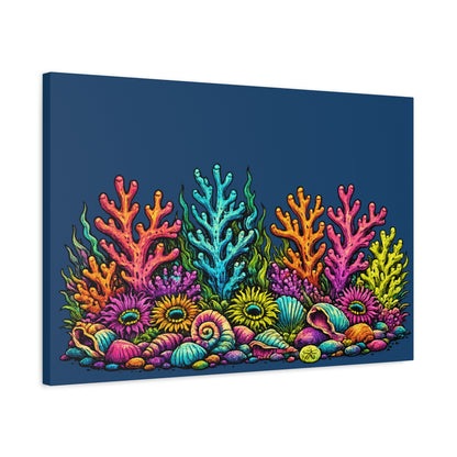 Canvass Art Print - Coral Reef (navy blue)