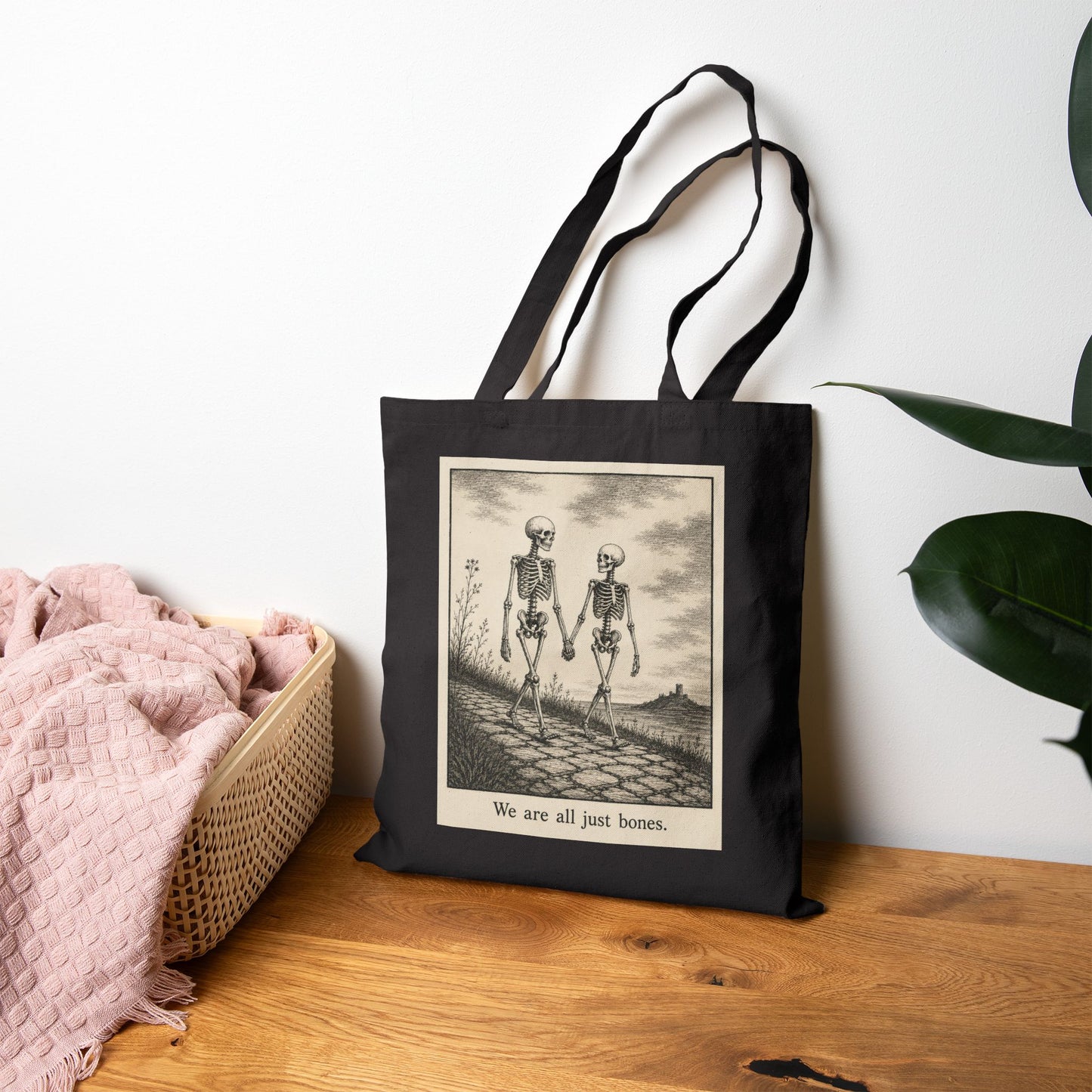 We Are All Just Bones Canvas Tote Bag