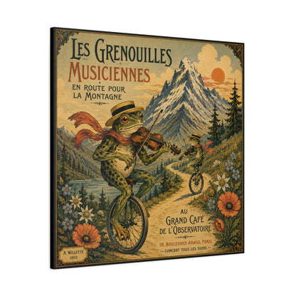 Vintage Frog Musicians Canvas Art – 'Les Grenouilles Musiciennes' Stretched Matte Print