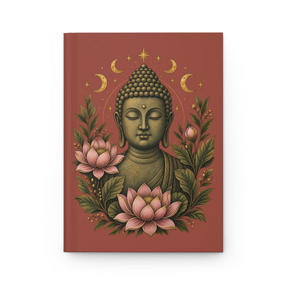 Journal Notebook, Hardcover Lined - Buddha Lotus (dusty red)