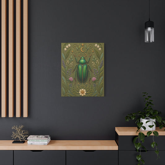 Botanical Scarab Canvas Print Wall Art (Matte Stretched)