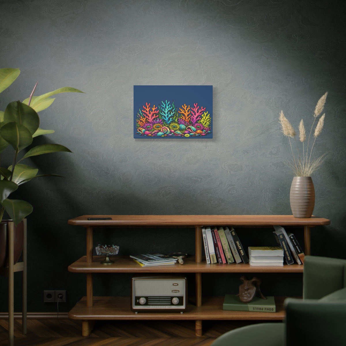 Canvass Art Print - Coral Reef (navy blue)