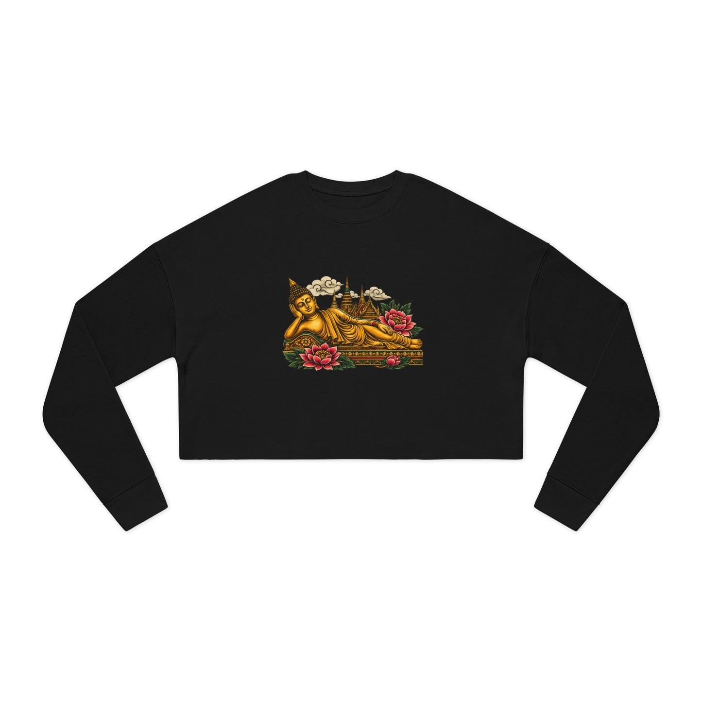 Recline with Buddha Cropped Long Sleeve T-Shirt