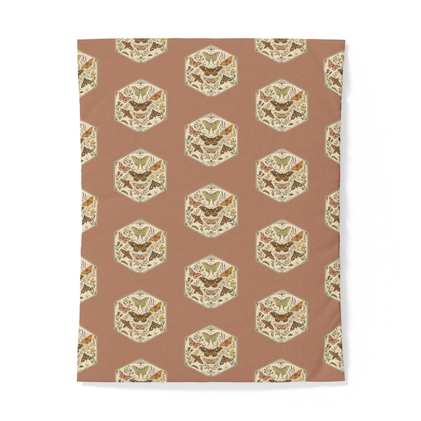 Vintage Botanical Hexagon Cotton Duvet Cover — Earth Tones Floral Pattern