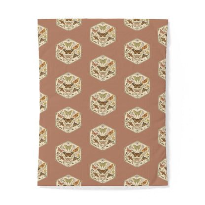 Vintage Botanical Hexagon Cotton Duvet Cover — Earth Tones Floral Pattern