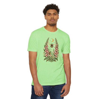 T-Shirt, Short Sleeve Boxy Crew Neck - Bee & Foxglove Vintage Floral Moon
