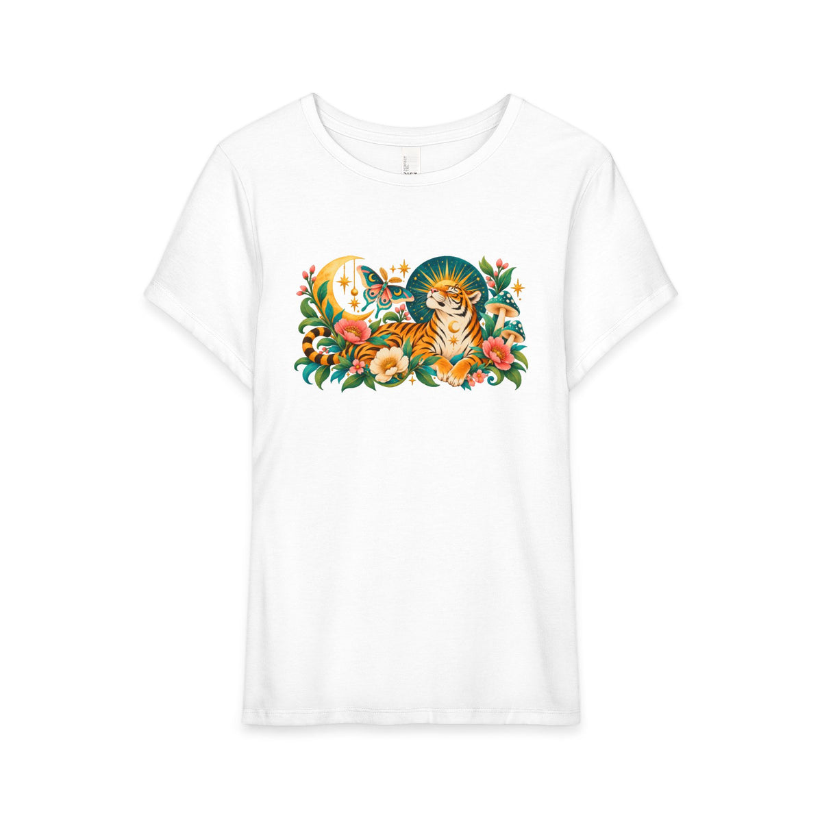 T-Shirt, Short Sleeve Wide Neck Relaxed Fit - Tiger Moon