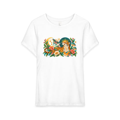 T-Shirt, Short Sleeve Wide Neck Relaxed Fit - Tiger Moon