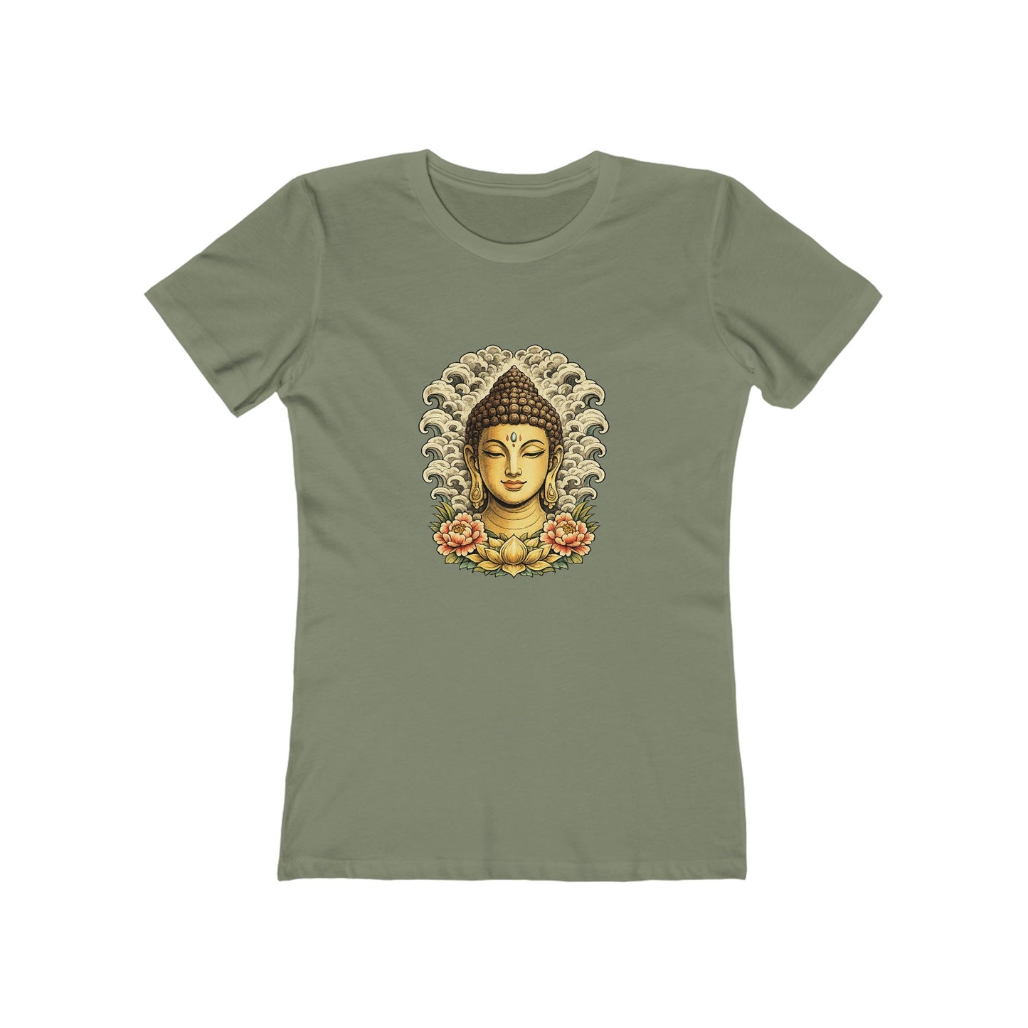Buddha Head with Floral Accents T-Shirt