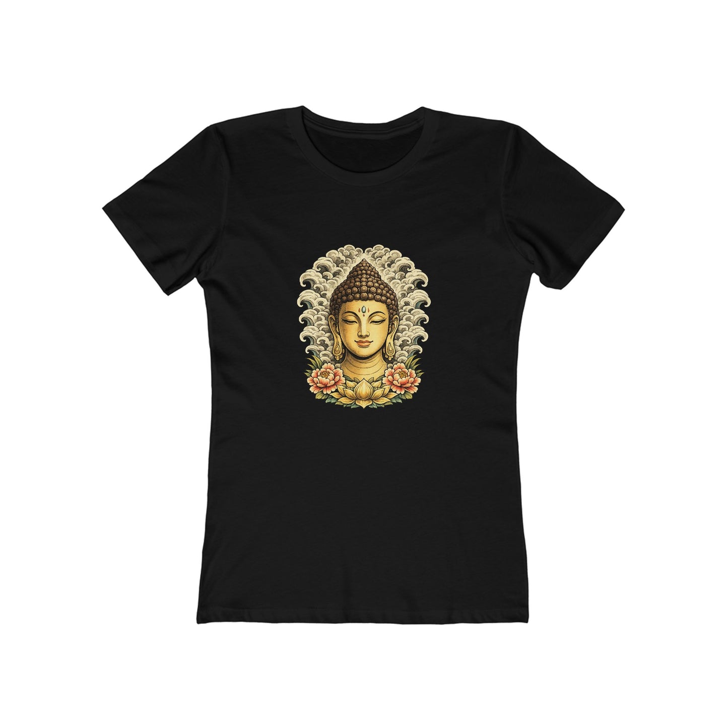 Buddha Head with Floral Accents T-Shirt