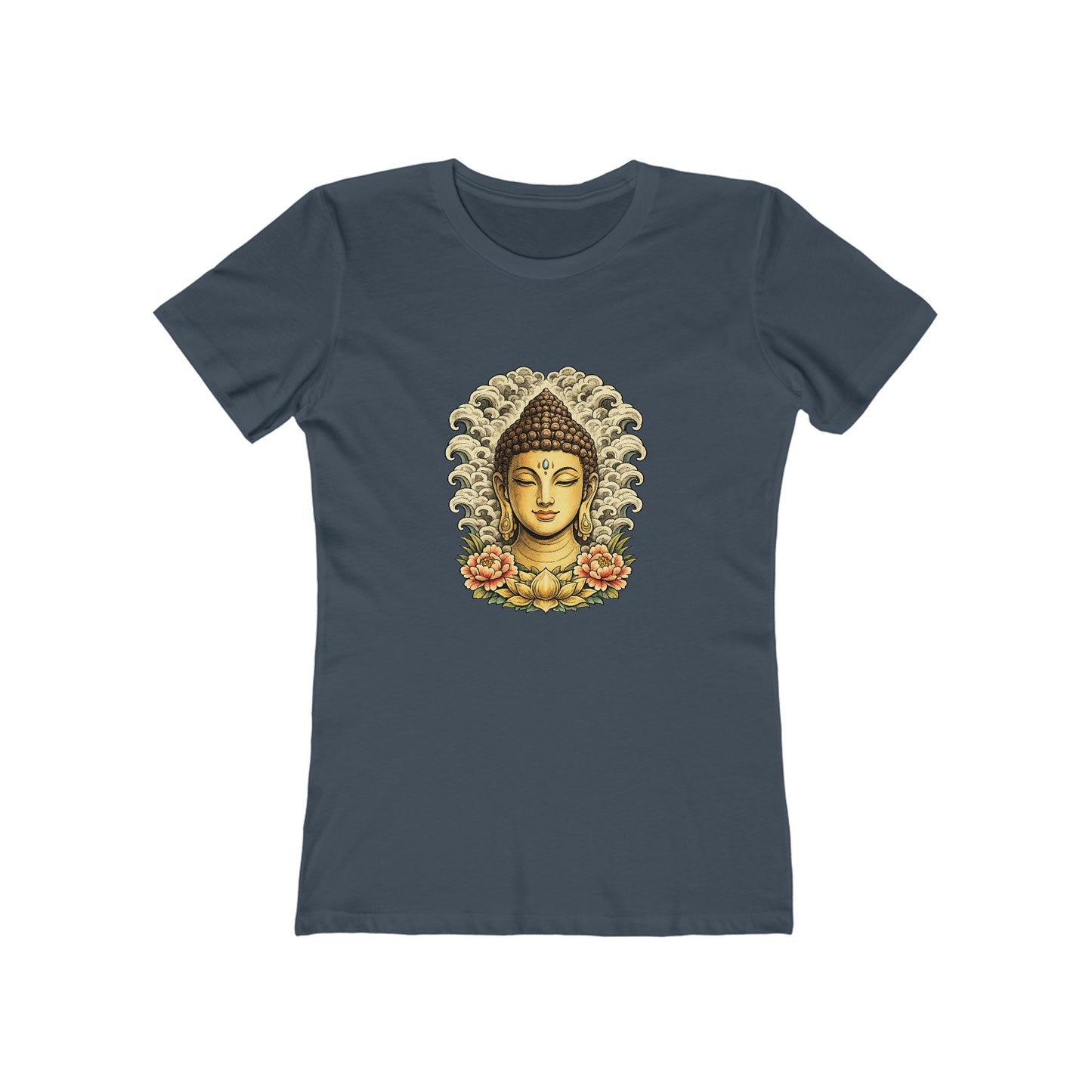 Buddha Head with Floral Accents T-Shirt