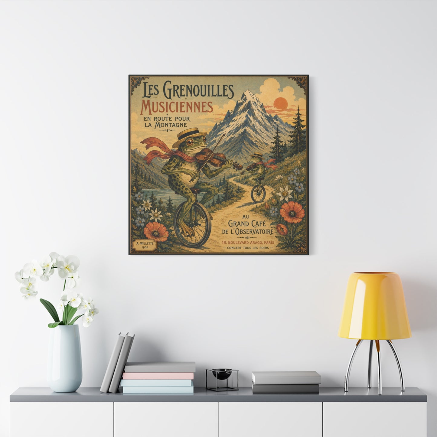 Vintage Frog Musicians Canvas Art – 'Les Grenouilles Musiciennes' Stretched Matte Print