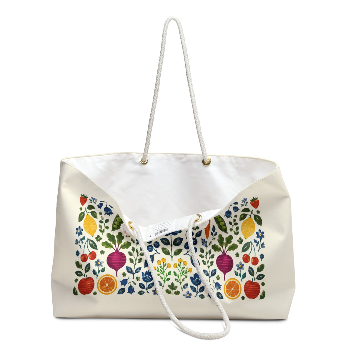 Tote, Weekender Travel  Bag - Vintage Folk Art Botanical Harvest