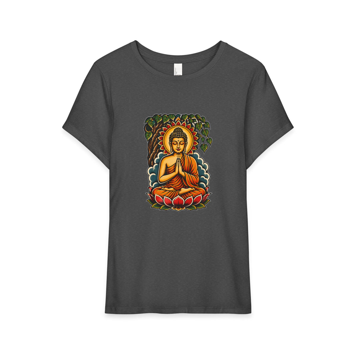 T-Shirt, Short Sleeve Boxy Crew Neck - Buddha & Lotus