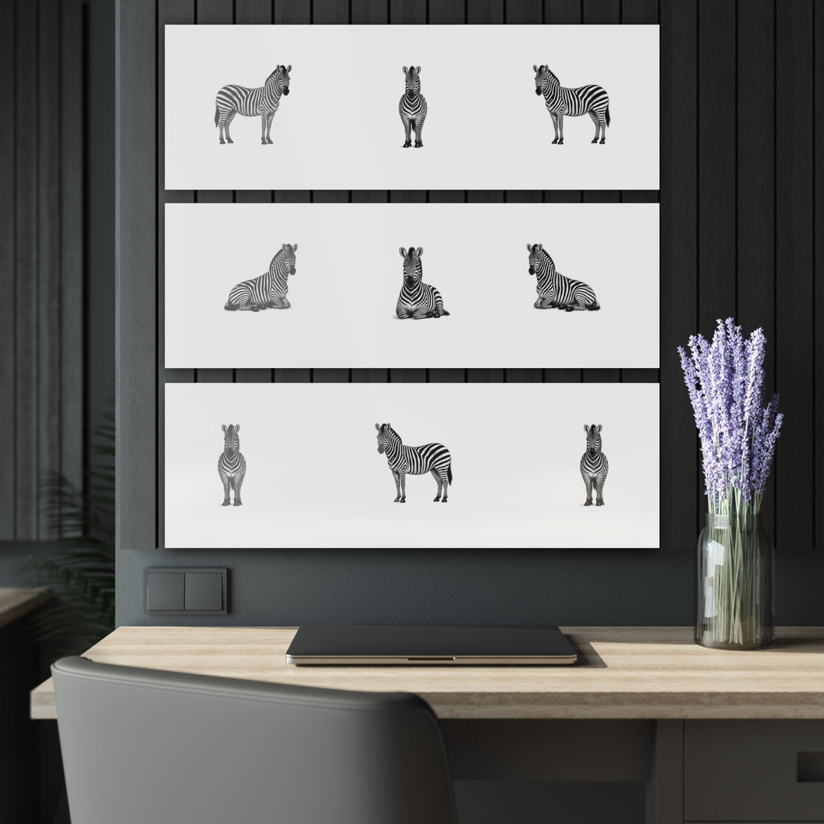 Canvass Art Print -Zebra Triptych