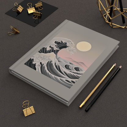 Journal Notebook, Hardcover Lined - A Wave at Sunset